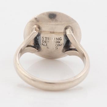 A Niels Erik From silver and amber necklace and ring.