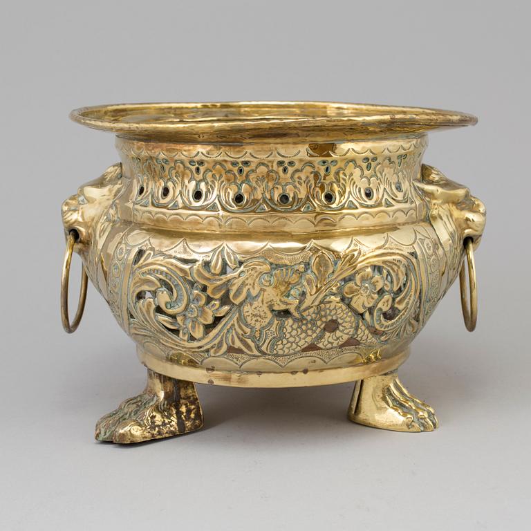 A 18th/19th century brass flower pot.