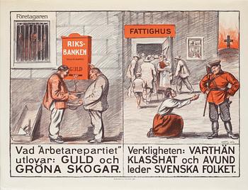 Gunnar Widholm samt okänd konstnär, signatur Hj. A., "Kosackvalet".
