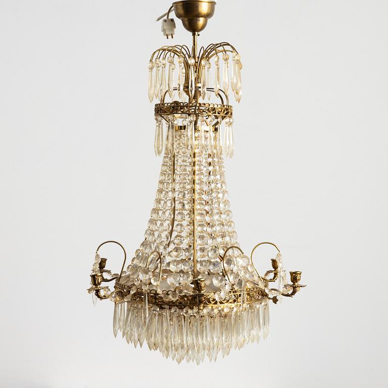 Chandelier, for six candles, mid-20th century.