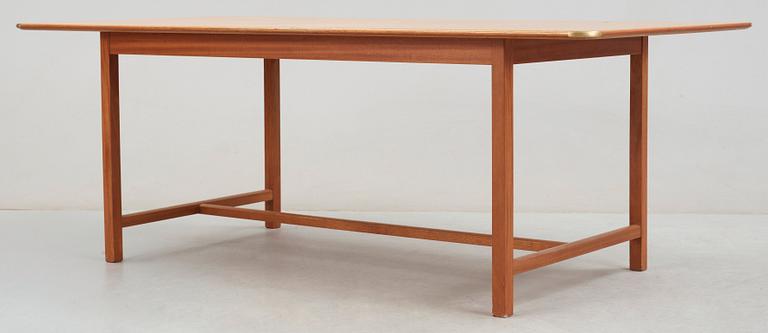 A Josef Frank ash and mahogany table with brass fittings, Svenskt Tenn, model 590.
