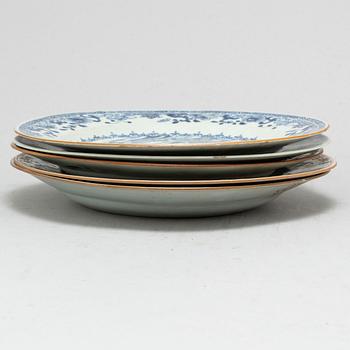 Five export porcelain plates, Qing dynasty, Qianlong (1736-95).