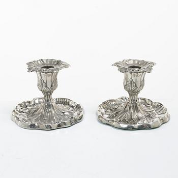 Gustaf Möllenborg, (Féron), ljusstakar, ett par, silver, Stockholm 1851.