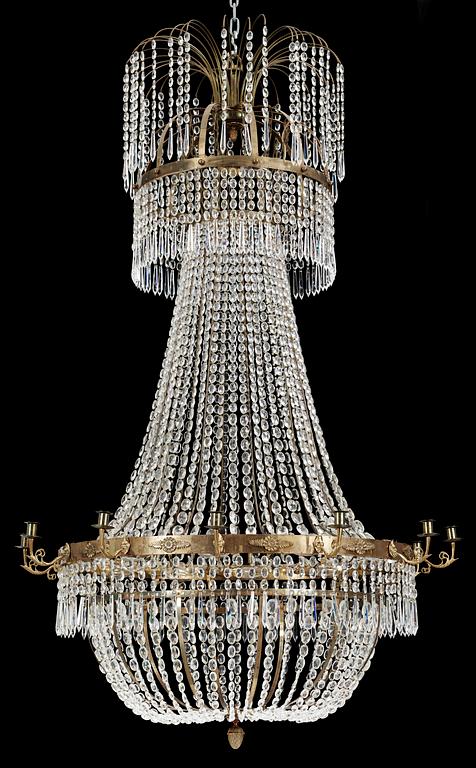A late Gustavian style 20th Century twelve-light chandelier.