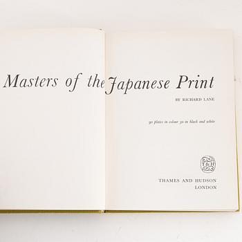 A group of six books about Japanese art and works of art, album with woodblock prints.