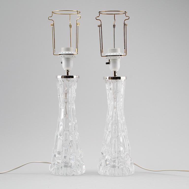 BORDSLAMPOR, 1 par, glas, Carl Fagerlund, Orrefors.