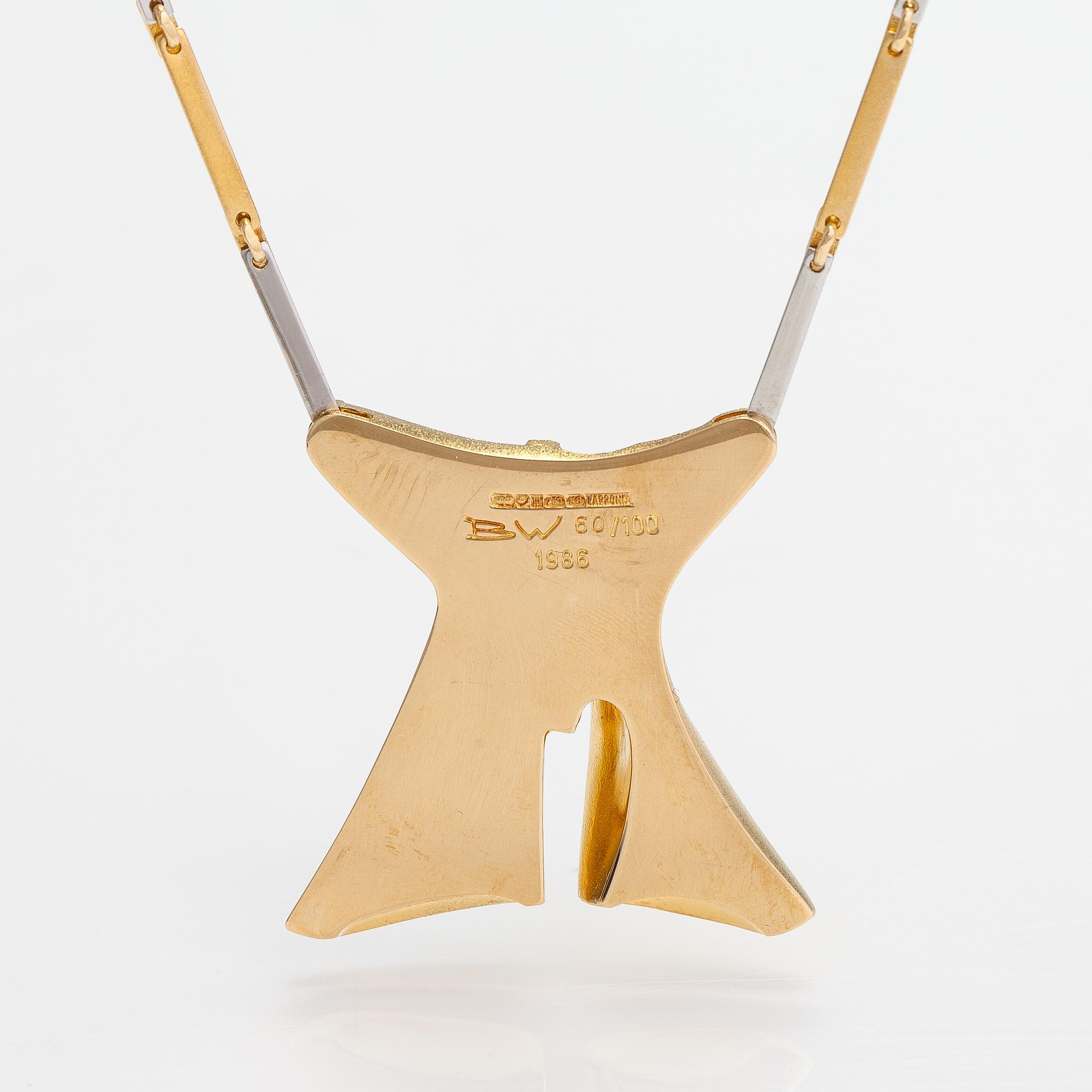 Björn Weckström, An 18K gold and platinum necklace "Papillon". Lapponia 1987.