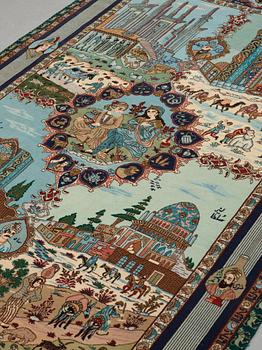 A carpet, Old Tabriz figural, "The four seasons", ca 274 x 176 cm.