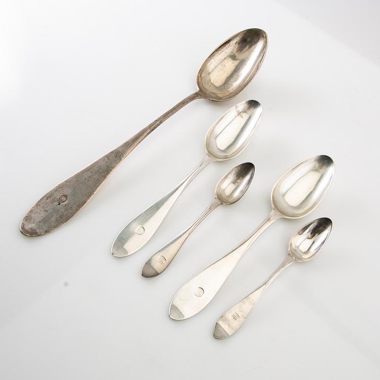 Johan Malmstedt, cutlery 19 dlr silver, Gothenburg 1797-1806.