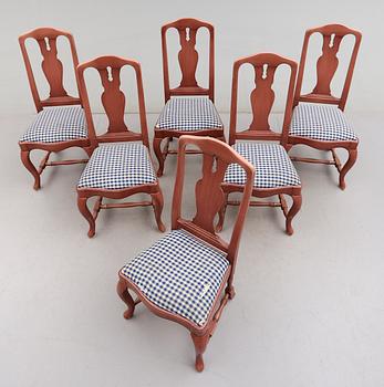 STOLAR, 6 st, senbarockstil, 1900-talets andra hälft.