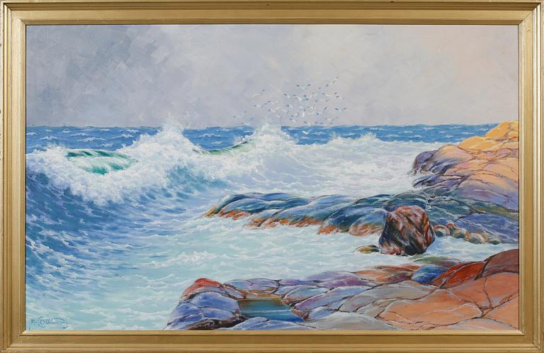 ALFRED COLLIN, olja på pannå, signerad.