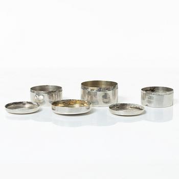 Six 19th century silver boxes.