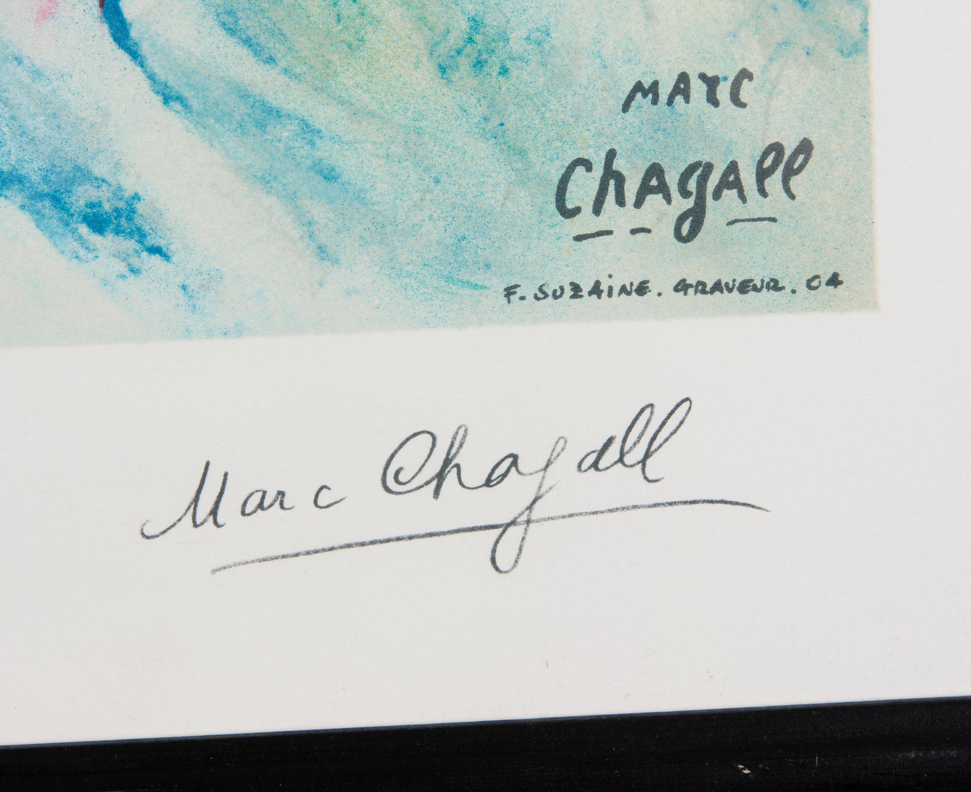 MARC CHAGALL, efter, litografisk affisch, signerad i trycket, stämpelmärkt.