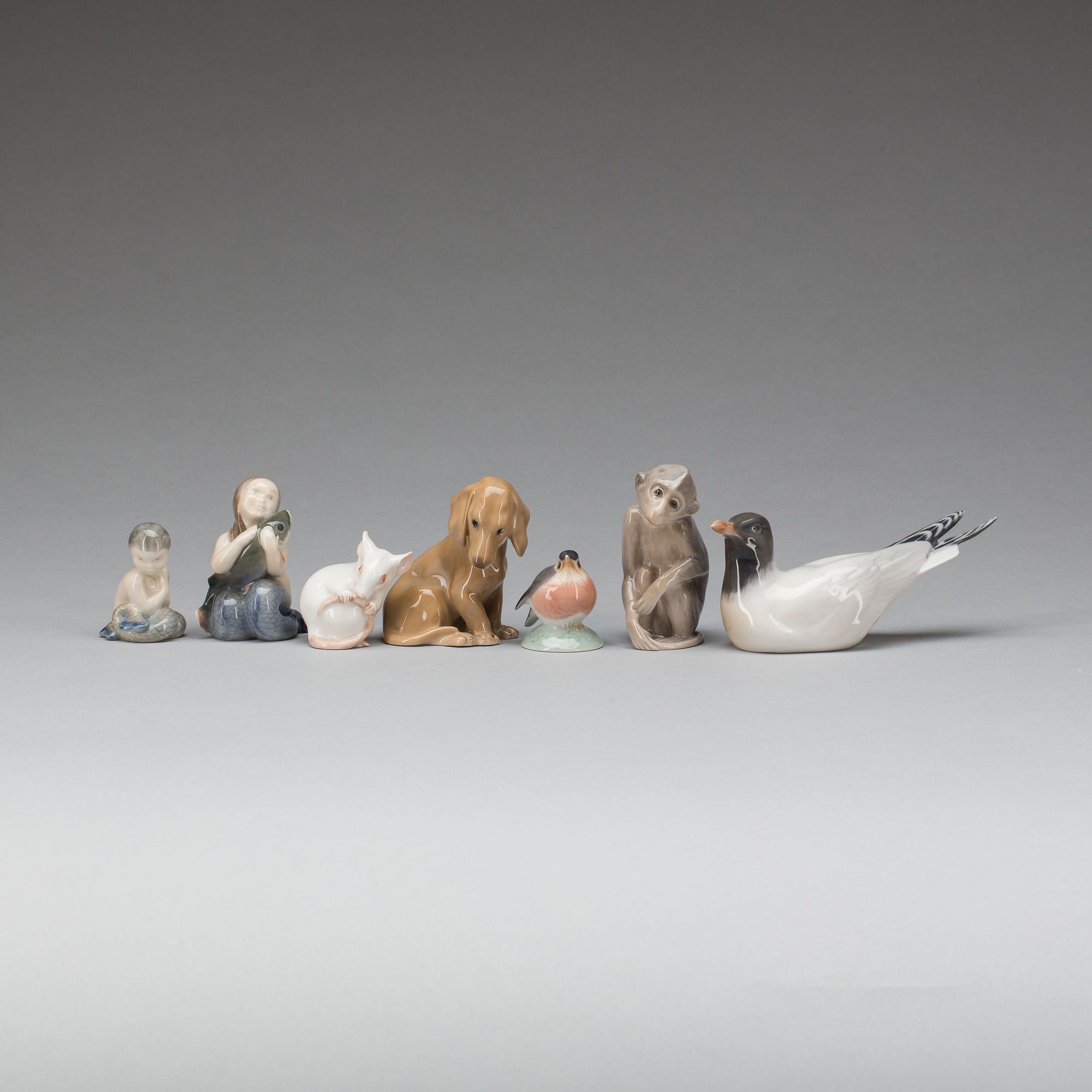 FIGURINER, 7 st. Porslin, Royal Copenhagen och Bing & Gröndahl.