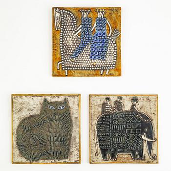 Lisa Larson, a group of three wall reliefs, Gustavsberg.