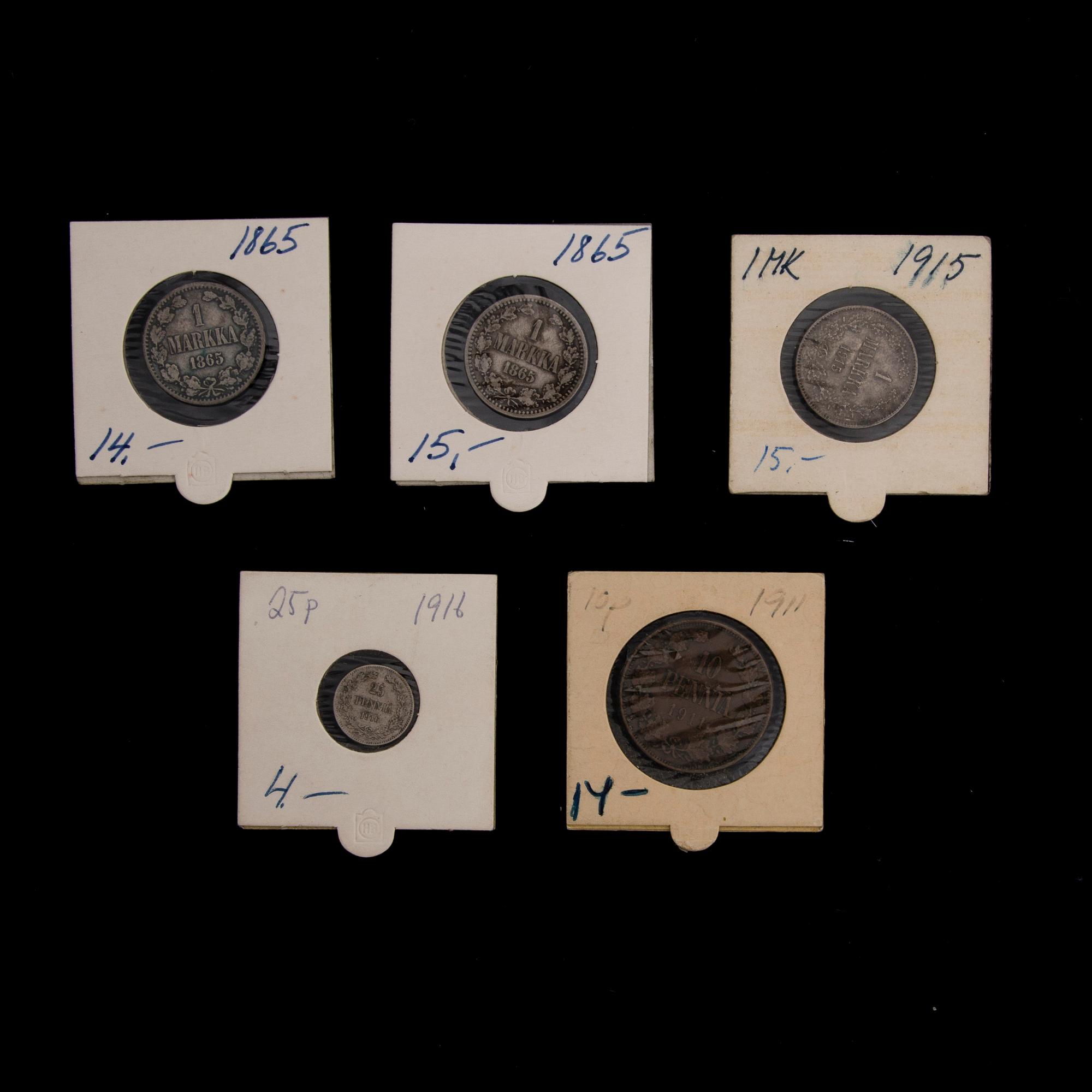 PARTI MINNESMYNT, SEDLAR och KUPONGER, Finland 1800-1900-tal.