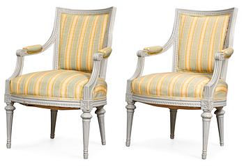 954. A pair of Gustavian armchairs.