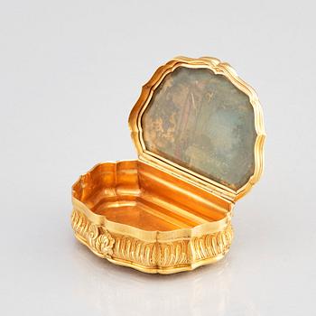 Frantz Bergs, dosa, guld, (verksam i Stockholm 1725-1777) 1700-talets mitt. Rokoko.