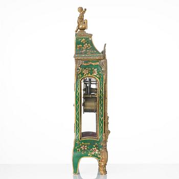 A rococo painted and gilt-brass mounted mantel clock by P. Ernst (watchmaker in Stockholm 1753-84).