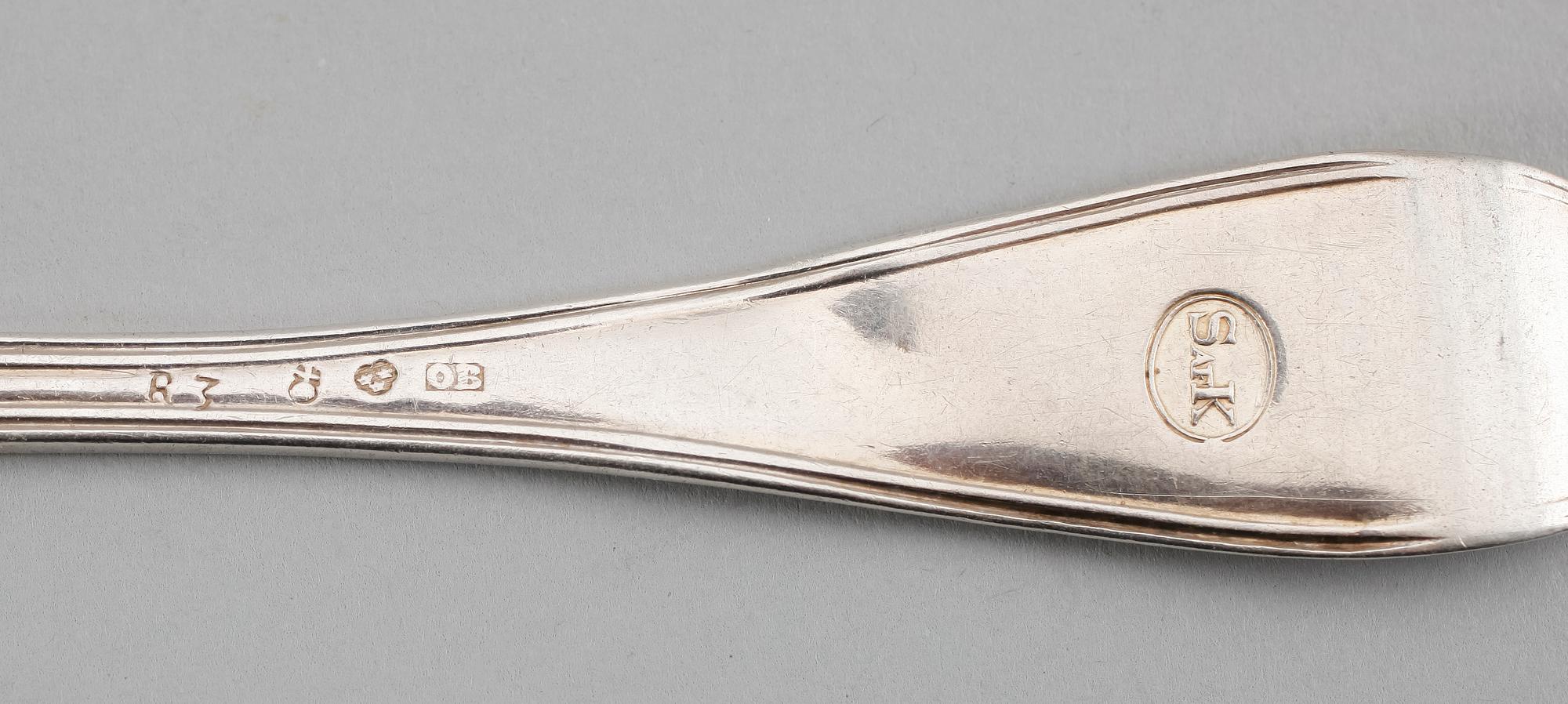 SKEDAR, 7 delar, silver, svenska stämplar 1800-tal. Vikt ca 289 gram.