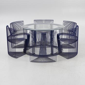 Verner Panton, a "Pantonova" dining table with 6 chairs,
Fritz Hansen, Denmark, 1970s.