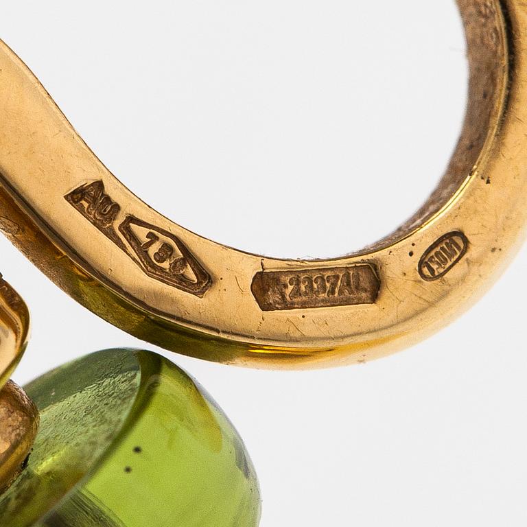 Bulgari "Mediterranean Eden" örhängen, 18K guld, diamanter ca 0.12 ct tot, peridoter och ametister.