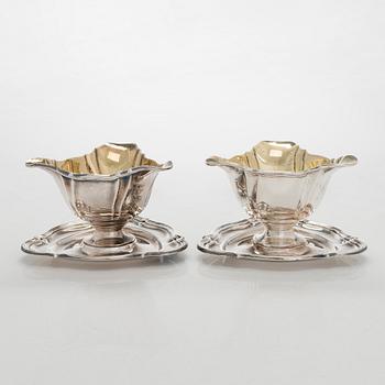 A set of two 1930s silver sauce bowls, Denmark.
