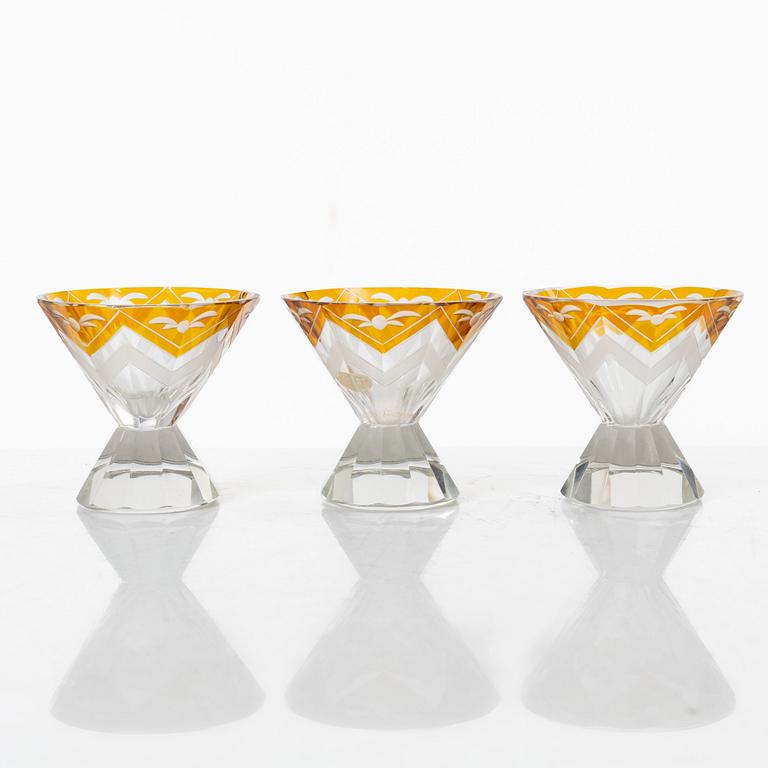 A seven-piece Bohemian glass service, 1930s.