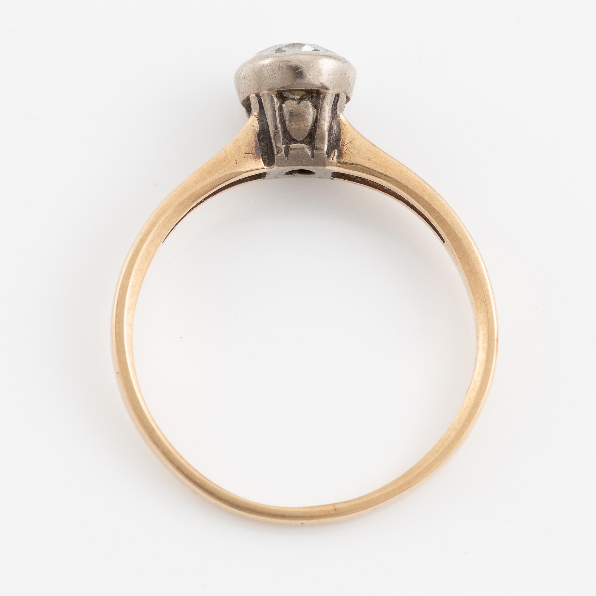Ring, 18K gold and silver with old-cut diamond.