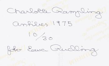 Ewa Rudling, "Charlotte Rampling, Antibes" 1975.