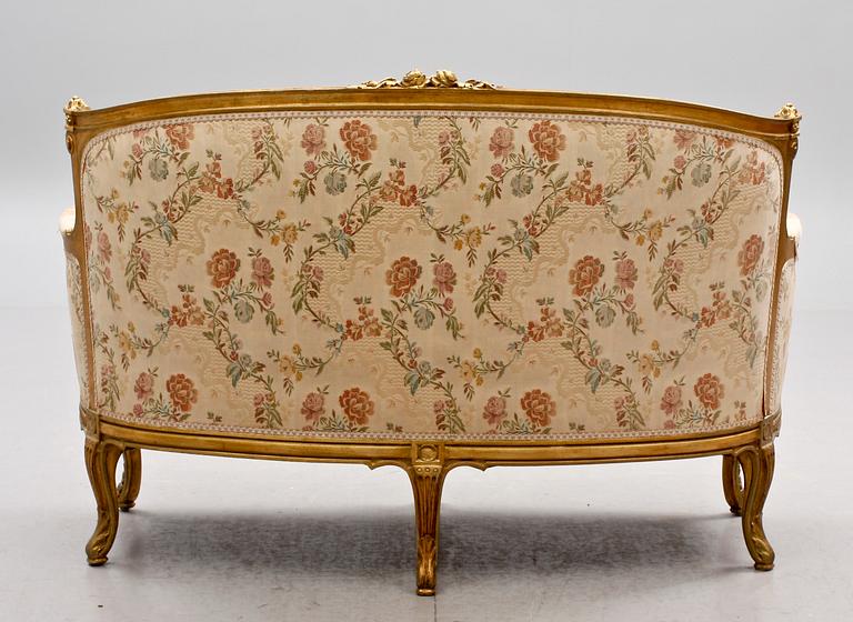 SALONGSGRUPP, 3 delar, eklektisk stil, 1900-tal.