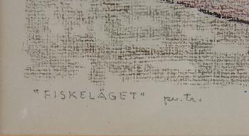 OLSON, AXEL, färglitografi, sign provtryck.
