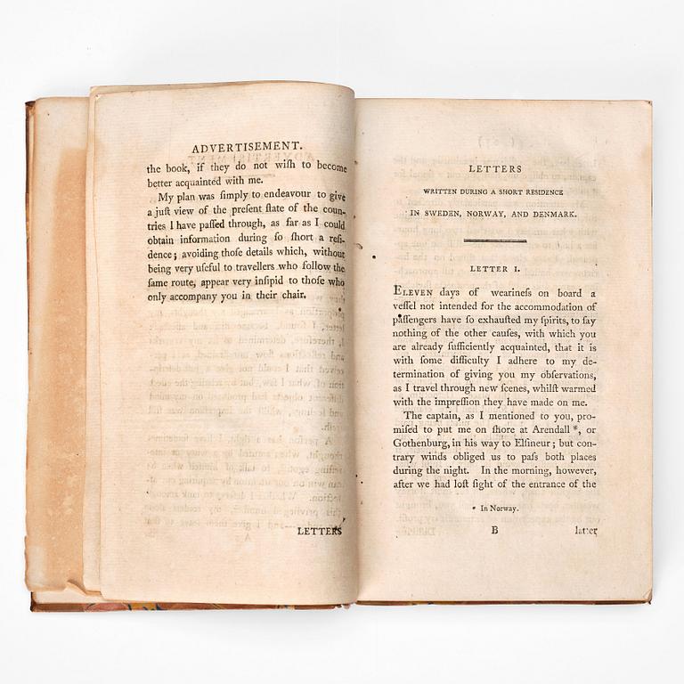 Mary Wollstonecraft 'Letters written during a short residence in Sweden, Norway, Denmark'. Alva & Gunnar Myrdal Coll.