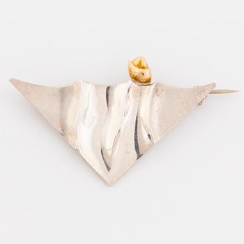 Rolf Karlsson,  silver and gold detail brooch.