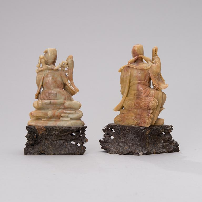 Two mid-20th century Chinese soapstone figurines.