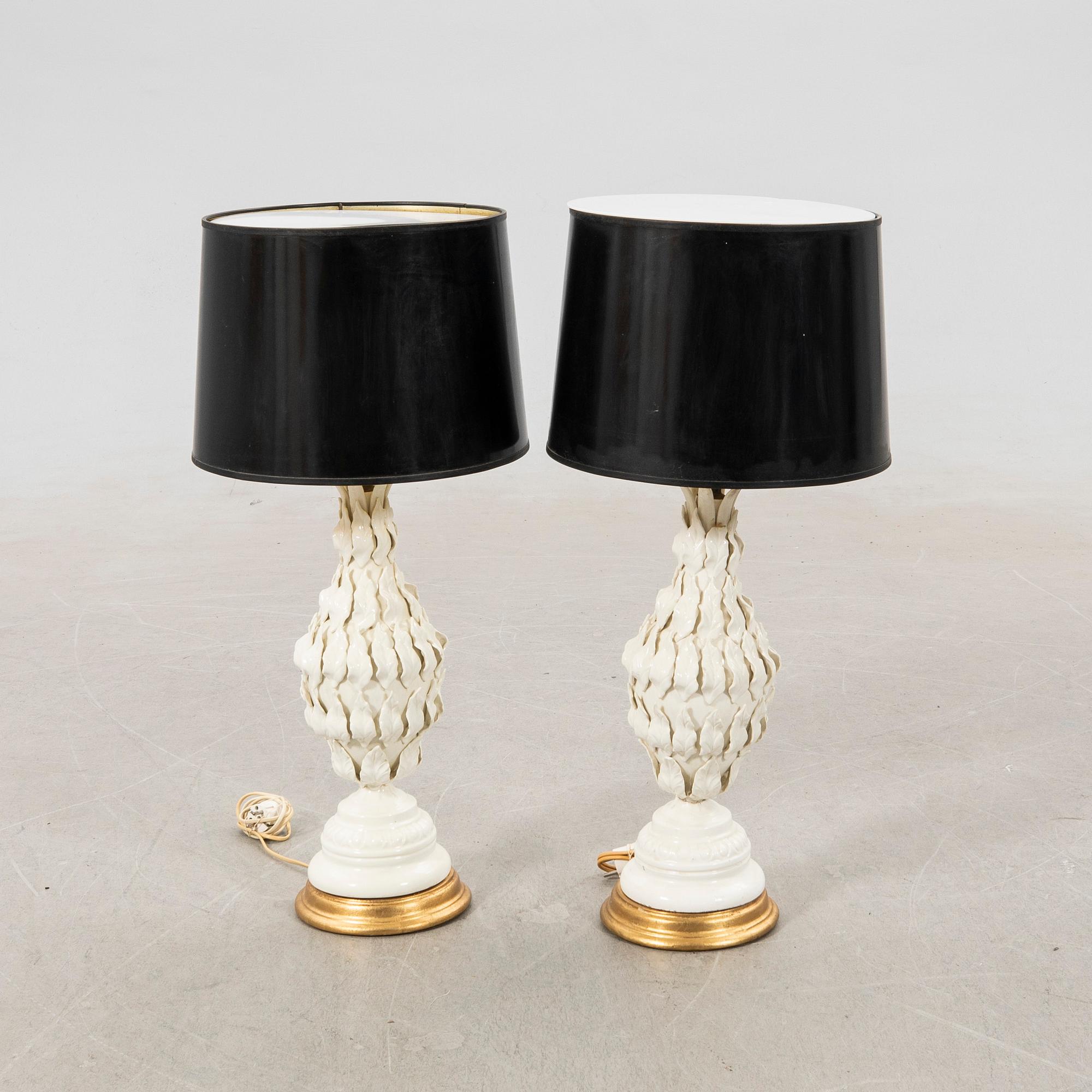 Table lamps, a pair, probably Bondia Spain, late 20th century.