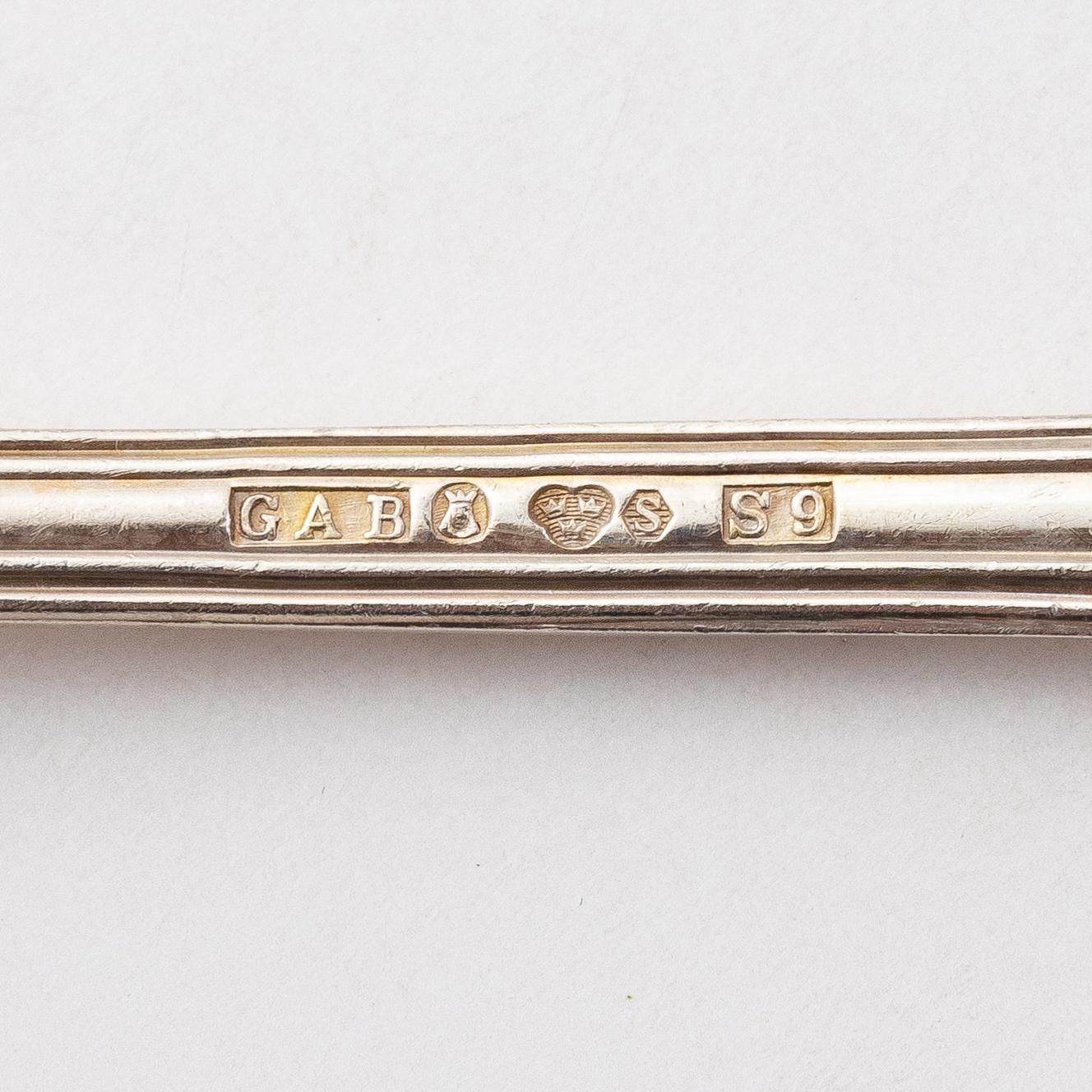 Bestickuppsättning, 65 delar, silver, modell Olga, GAB, bl a Stockholm 1968.