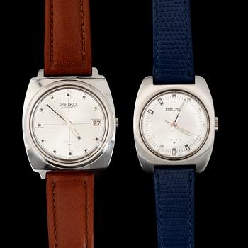 ARMBANDSUR, 2 st, stål, Seiko, 1970-tal.