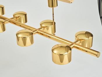 Hans-Agne Jakobsson, a 12 lights brass ceiling lamp, model 746/12, Markaryd Sweden, 1960-70's,