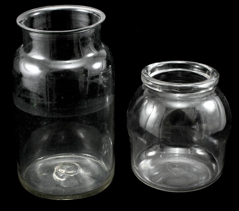 BURKAR/VASER samt FAT, 2 st, glas, 1900-talets början.