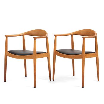 405. Hans J. Wegner, stolar, "The Chair" ett par, JH-503, Johannes Hansen, Danmark 1950-60-tal.