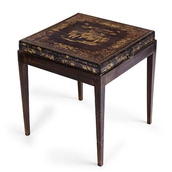 1123. A lacquered table/albumbox with liner, late Qing dynasty.