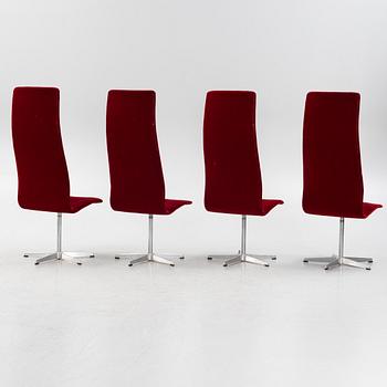 Arne Jacobsen, four 'Oxford' chairs, Fritz Hansen, Demark.