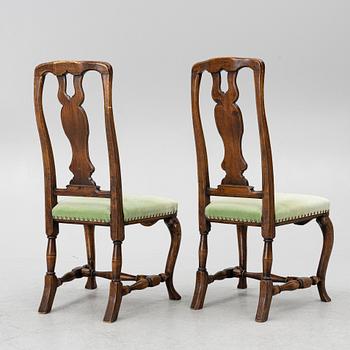 A pair of Swedish late Baroque chairs, Stockholm, mid 18th century,