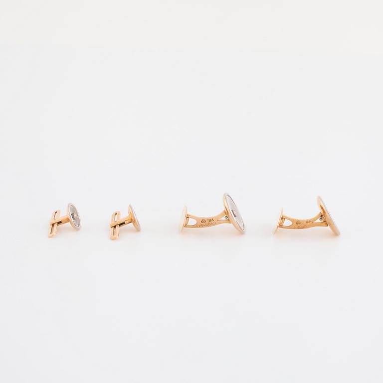 MANSCHETT- SAMT FRACKKNAPPAR, med pärlemor och åttkantslipade diamanter.