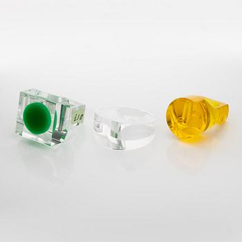 Siv Lagerström, three acrylic plastic rings, 1970s.