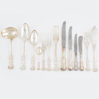 Bestickuppsättning, 46 delar, silver, modell "Prins Albert", bl.a. CG Hallberg, Stockholm 1949.