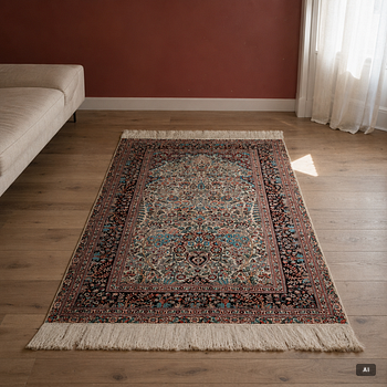 Rug, Herat design, silk, approx. 153 x 93 cm.