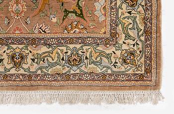 A semi-antique Hereke souf, silk and metal thread rug, West Anatolia, c. 163 x 103 cm.