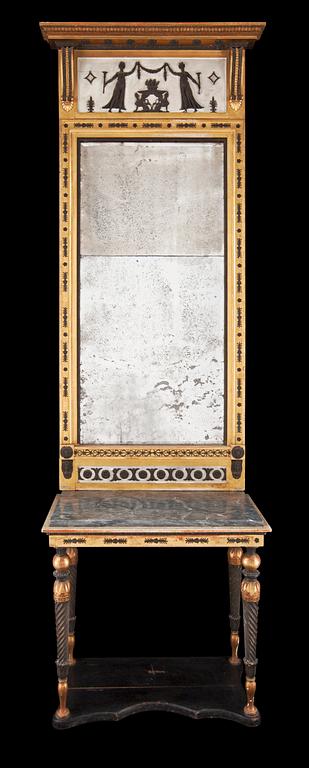 SPEGEL OCH KONSOLBORD. Sverige, 1800-talets början. Sengustavianskt.